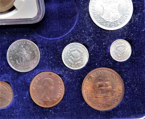 1956 Proof Set with PL66 NGC Graded 5 Shillings Crown