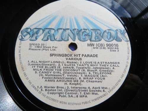 Springbok Hit Parade 16 Hits - Vintage Vinyl LP