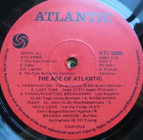 Vintage Vinyl LP - The Age of Atlantic -Led Zeppelin/Eric Clapton/Vanilla Fudge