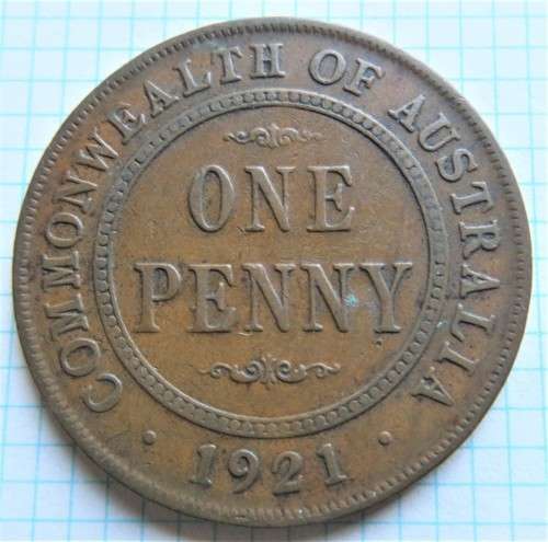 1921 Australia Penny 1d Coin