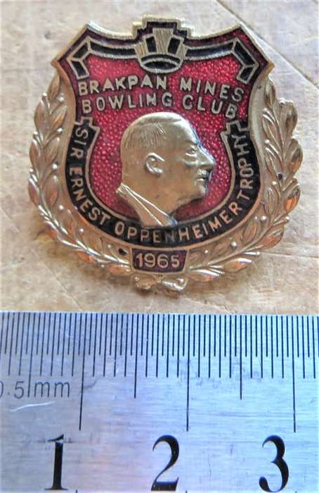 1965 Sir Ernest Oppenheimer Trphy Brakpan Mines Bowling Badge