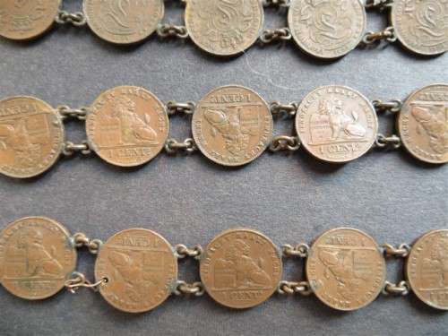1894 Belgium 1c Coin Art Chains -  1 Bid for the Lot