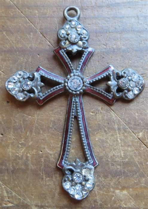Large Vintage 78mm Costume jewellery Cross Pendant - see pics