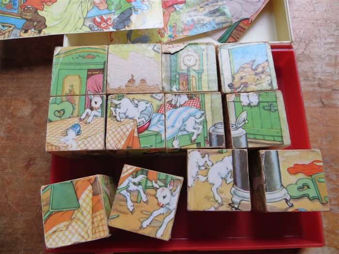 Vintage 1950`s 5 picture block cube puzzle - Made in West Germany