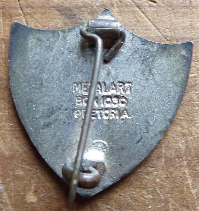 Vintage MetalArt Enammelled Badge - Eagle on Shield holding key