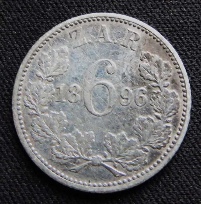 ZAR 1896 6d Sixpence SILVER