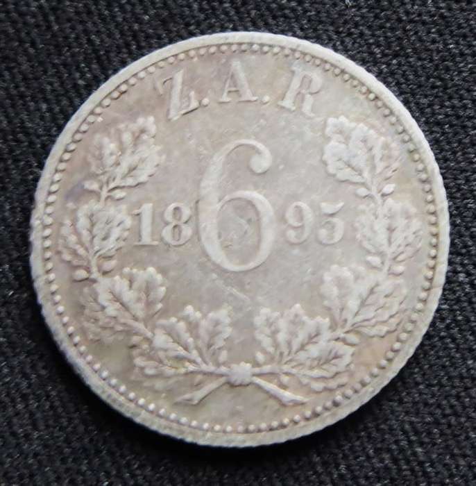 ZAR 1895 6d Sixpence SILVER