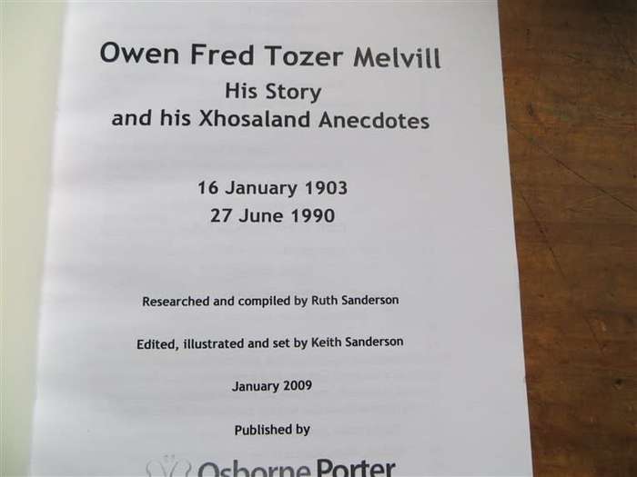 Xhosaland Anecdotes - Owen Fred Tozer Melvill - Sanderson