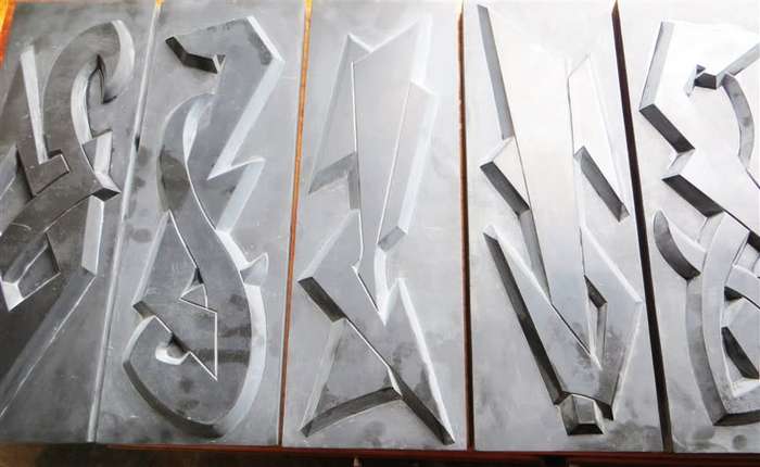 Large Relief Sculpture Set (1965) - 5 x Black Stone Numbered & Signed - 150mmX460mm each Stone