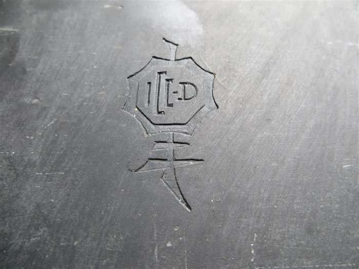 Abstract Black Stone relief Sculpture signed in metal frame - 1967