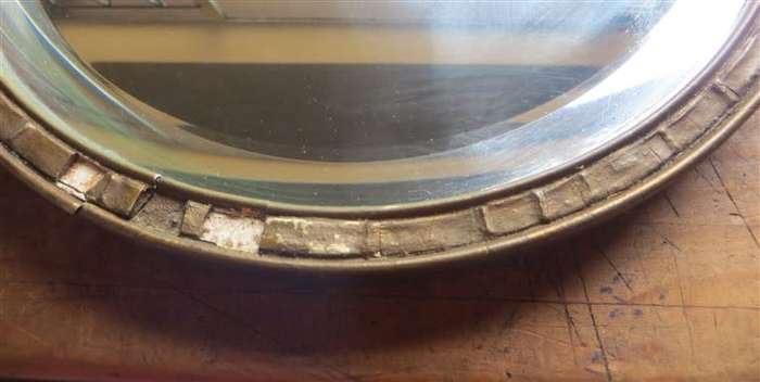 Antique Ornate frame Round  bevelled mirror - 270mm Diam. frame