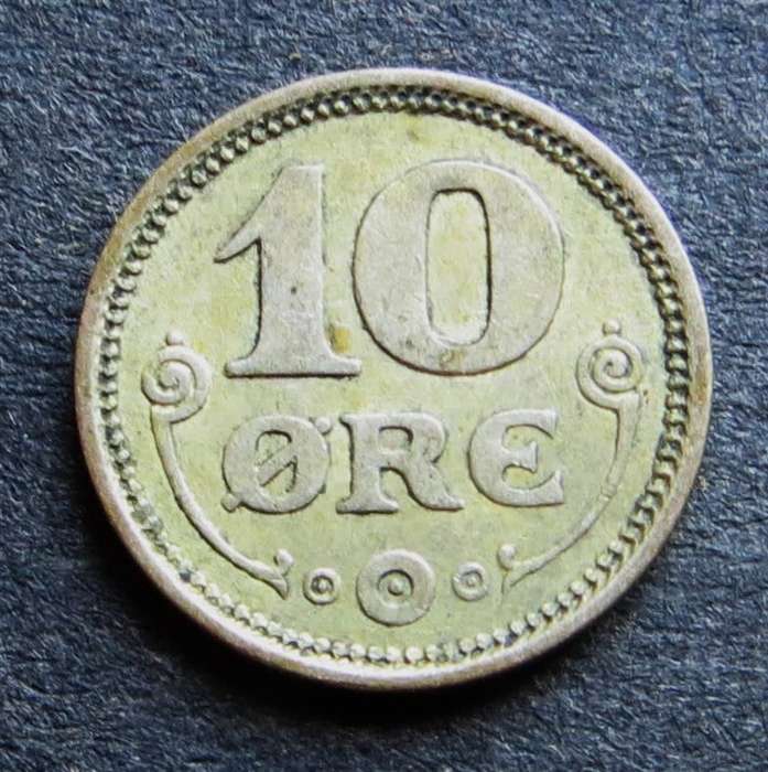 1919 Denmark 10 Ore Silver