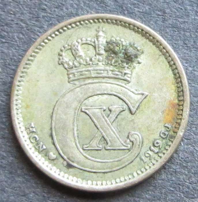 1919 Denmark 10 Ore Silver