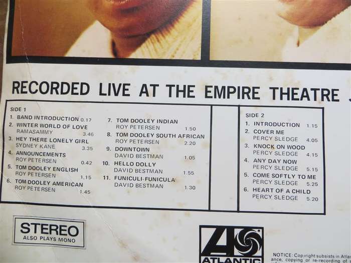 Percy Sledge Show - Live in Johannesburg , Empire Theatre VG+