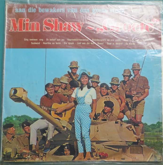 Vintage Vinyl LP - Min Shaw - Groete SA Army tribute - memrobilia /record poor condition