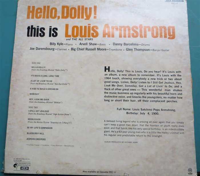 Vintage Vinyl LP - Hello Dolly - Louis Armstrong -Cover damaged/VG