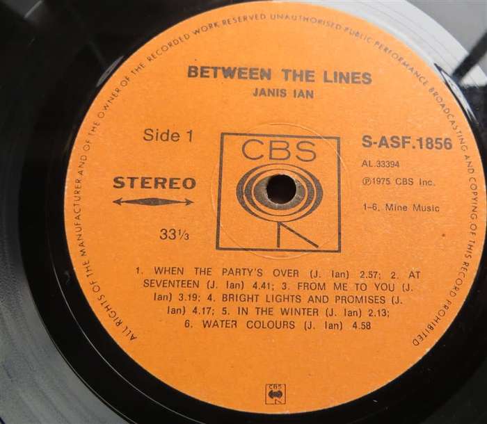 Vintage Vinyl LP - Janis Ian - Between the Lines - VG/VG
