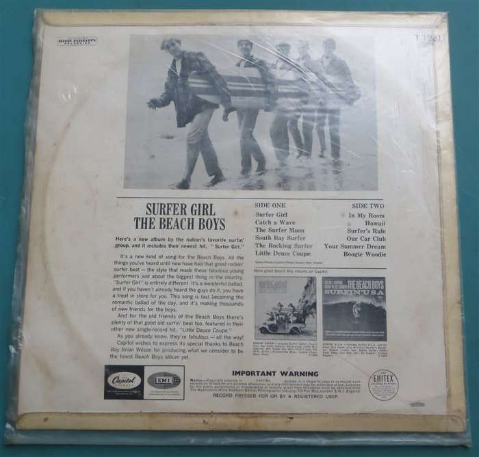 Vintage Vinyl LP - The Beach Boys - Surfer Girl- VG/VG