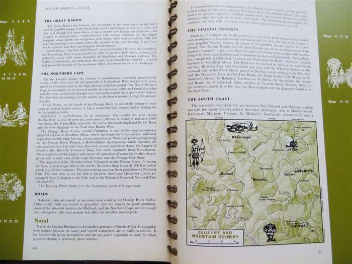 1969 AA Vintage Road Atlas & Touring Guide of South Africa 3rd Edition