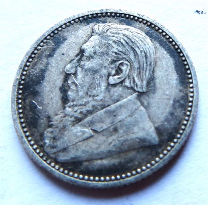 1895 ZAR Sixpence 6d Silver Coin