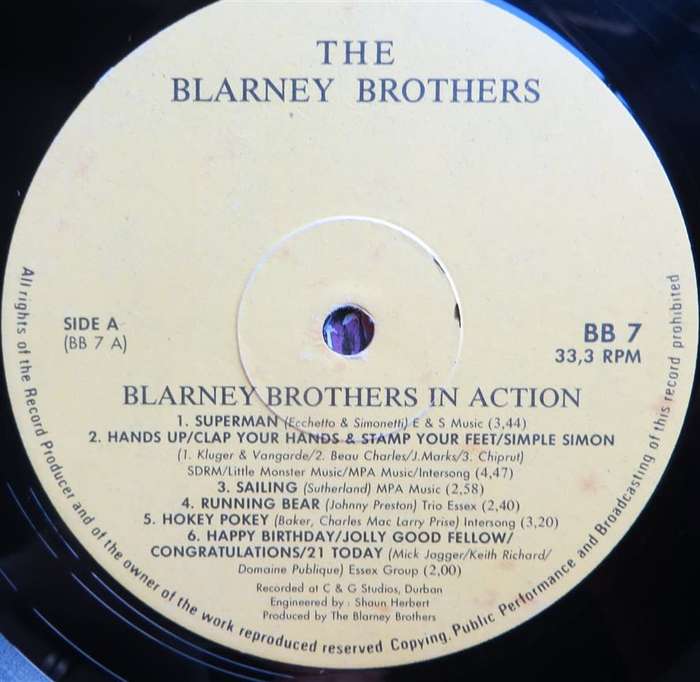 Vintage Vinyl LP - Blarney Brothers in Action - Cover VG+ / Vinyl VG