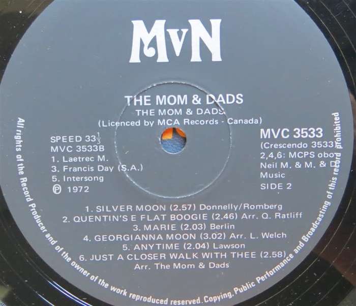 Vintage Vinyl LP - The Mom & Dads - The Rangers Waltz - Cover VG+ / Vinyl VG