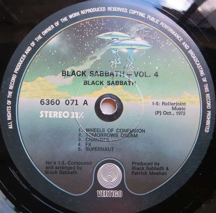 Vintage Vinyl LP - Black Sabbath Vol.4 - Generic CNA Cover / Vinyl VG