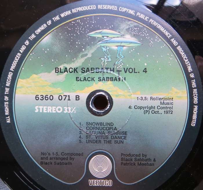 Vintage Vinyl LP - Black Sabbath Vol.4 - Generic CNA Cover / Vinyl VG