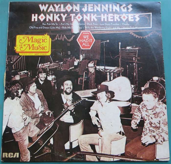 Vintage Vinyl LP - Waylon Jennings - Honky Tonk Heroes - Cover VG / Vinyl VG