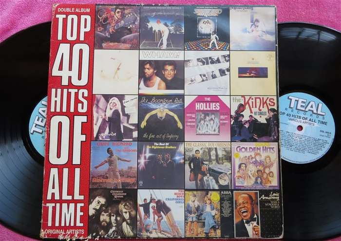 Vintage Vinyl - Top 40 Hits of All Time 2 x LP - 1 bad scratch - Cover VG / Vinyl VG