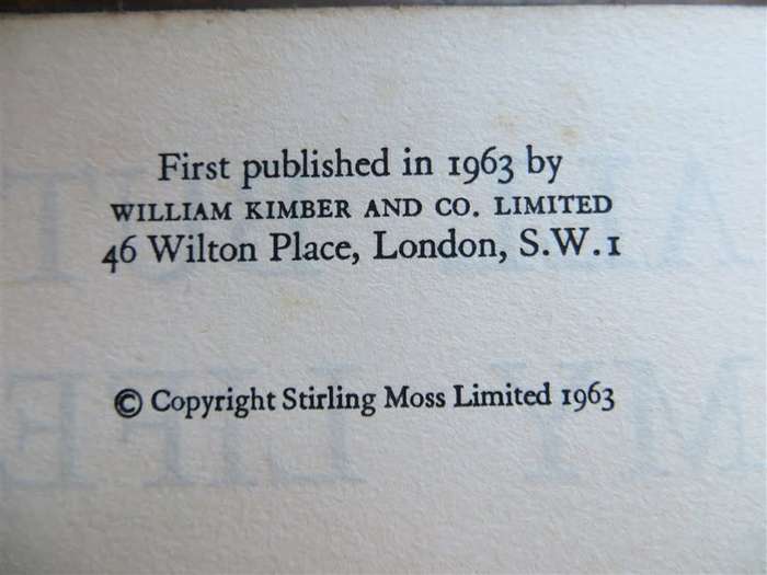 Stirling Moss - All but my Life - Ken.W Purdy 1st Edition