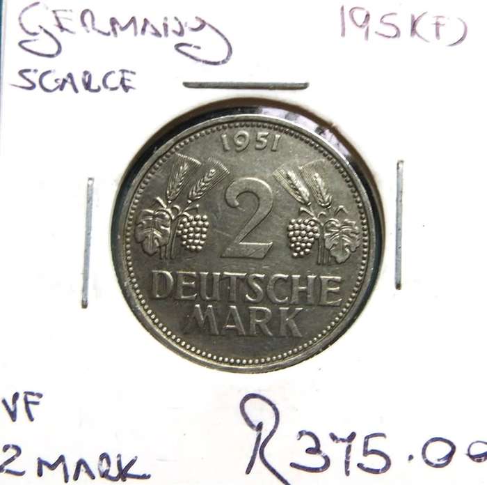 1951(F) Germany 2 Deutsche Marks SCARCE