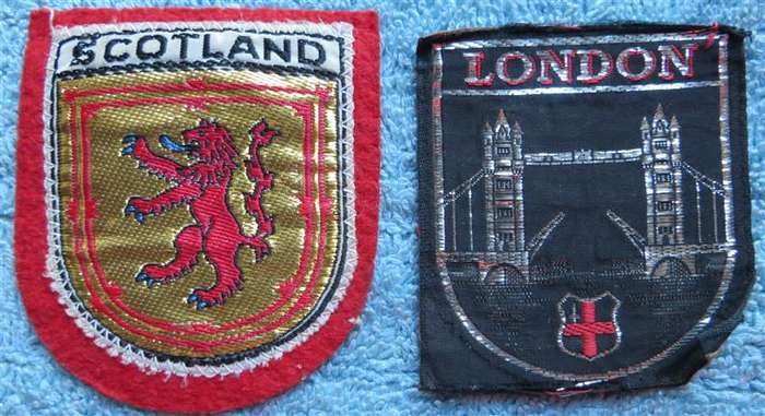 Embroidered London & Scotland Travel Badges x 2 - 1 Bid