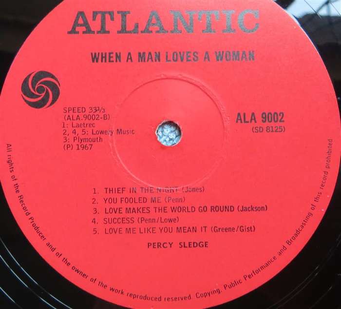 Percy Sledge - When a Man Loves a Woman Vintage Vinyl LP Cover VG/VG