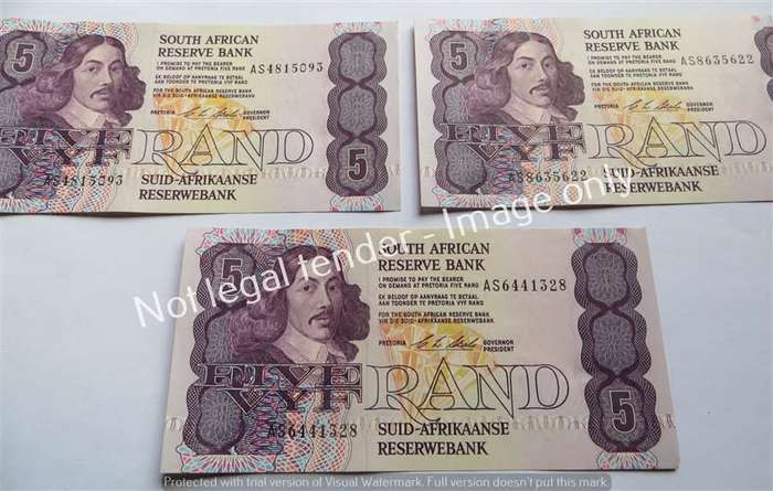 3 x CL Stals R5 Notes AS Prefix - 1 Bid for All