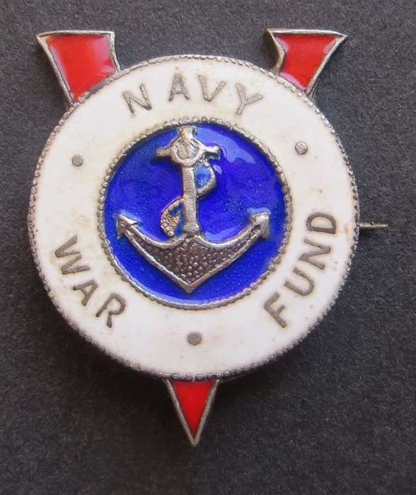 Silver Navy War Fund Victory Badge - Stamped Silver - Enamelled Silver Badge