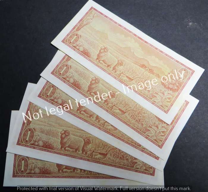 5 x TW de Jongh Consecutive No. B450 3rd issue R1 Notes - 1 Bid