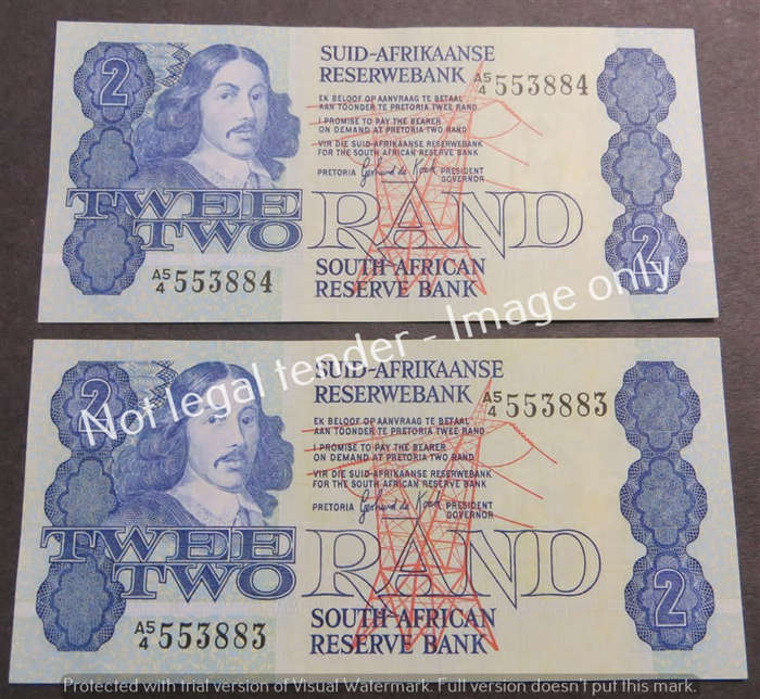 2 x GPC De Kock R2 Consecutive No. notes 2nd Issue