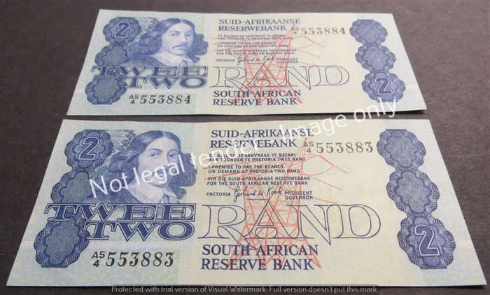 2 x GPC De Kock R2 Consecutive No. notes 2nd Issue