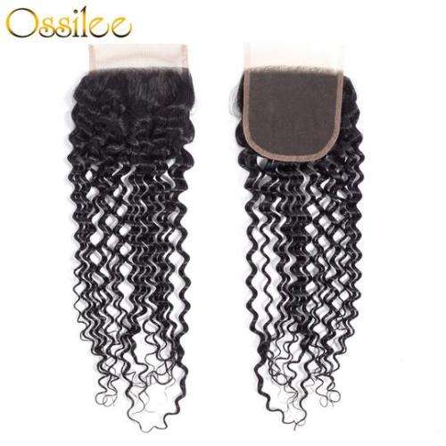 Grade 10A Brazilian Hair Black Water Wave 3 Bundles and ClosureHuman Hair (8inch) upgradeable