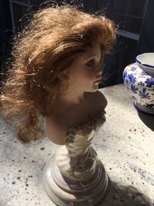 Rare Stunning signed PD GALORE CLAIRE Bisque Porcelain French Bust Statues.