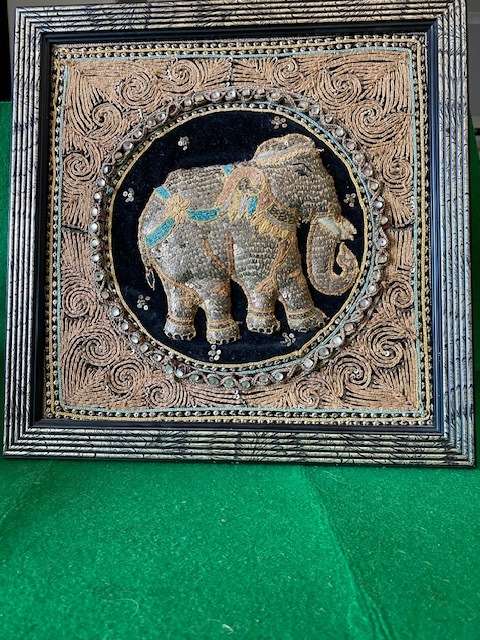 MATERIAL EMBROIDERED ELEPHANT WALL HANGING FROM INDIA