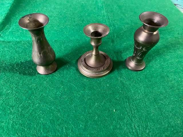 SET OF 3 MINIATURE BRASS ORNAMENTS