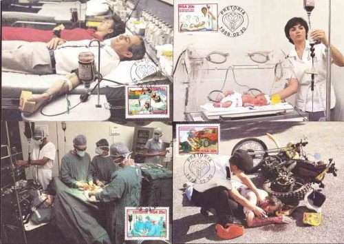 South Africa RSA -1986 - Donate Blood - Complete Set Maximum Cards / Maxi Cards