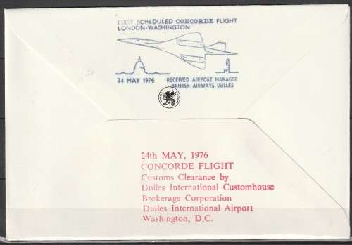 Concorde 3 - 1976 - Inaugural Flight Cover - British Airways - London Washington Dullas Airport