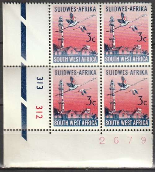 South West Africa SWA 1968 to 1972 - 1st Decimal Definitive (1961) 3c Control Block
