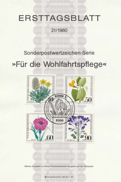 Germany West Federal - 1980 - Wildflowers - Complete Set