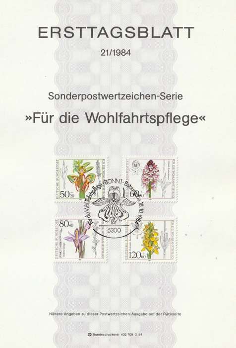 Germany West Federal - 1984 - Orchids Flowers - Complete Set