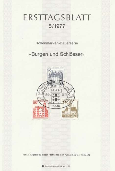 Germany BERLIN West Federal - 1977 to 1987 - Castles and Palaces - Complete Set (21)
