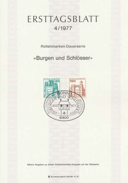 Germany West Federal - 1977 to 1987 - Castles and Palaces - Complete Set (21)